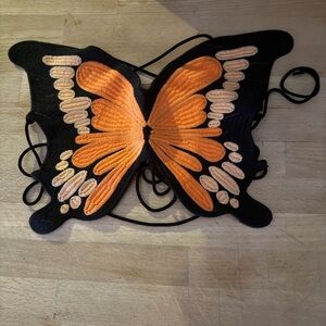 Urban Outfitters Black and Orange Butterfly Crop Top